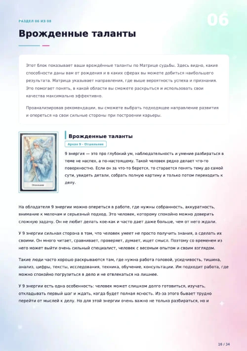 Врожденные таланты в Финансовой Матрице Судьбы